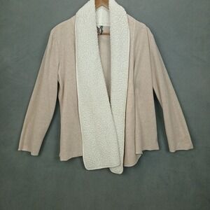 Jaclyn Intimates Cardigan Sweater Womens XL Pale Pink Sherpa Lined Open Front